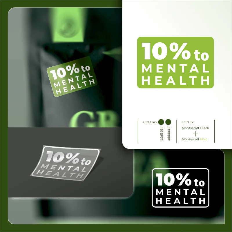Дизайн на стикер „10% to Mental Health“ – графичен проект на DesignPro.BG
